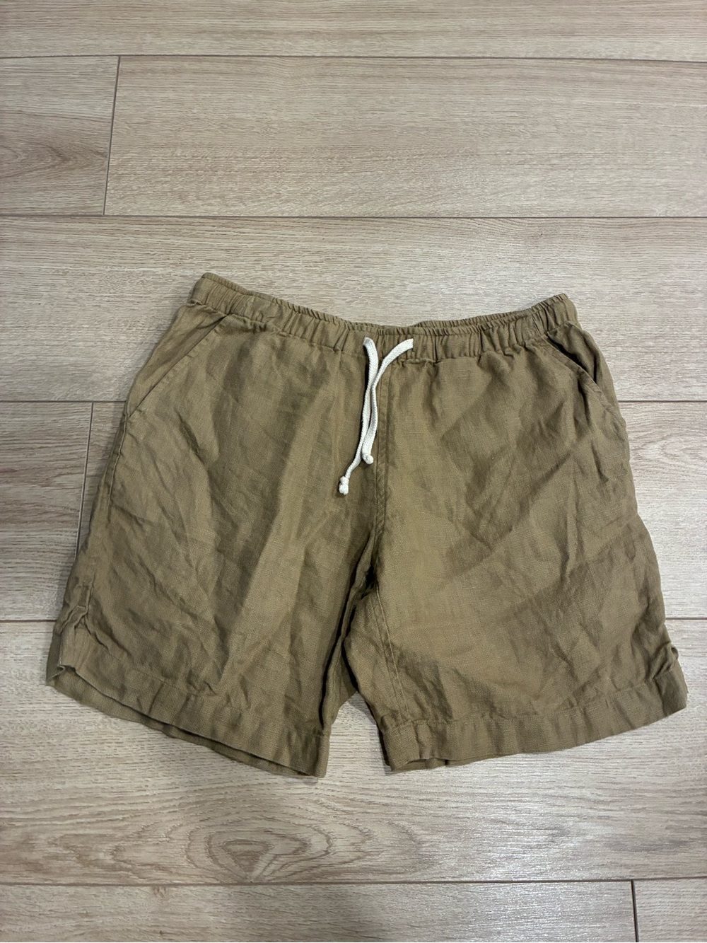Alex Crane Men’s Bo Linen Shorts Drawstring 6” Sand Size XS